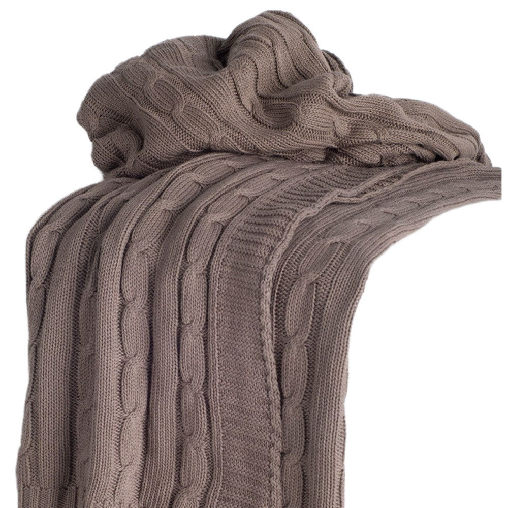 Brown Knitted 100% Cotton Throw Blanket