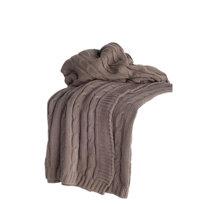 Brown Knitted 100% Cotton Throw Blanket