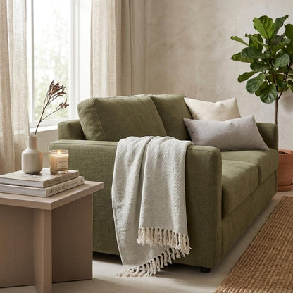 Light Gray Woven 100% Cotton Throw Blanket