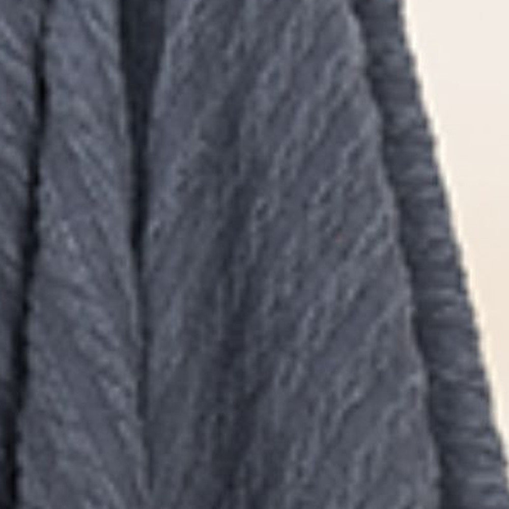 Blue Gray Knitted 100% Cotton Throw Blanket