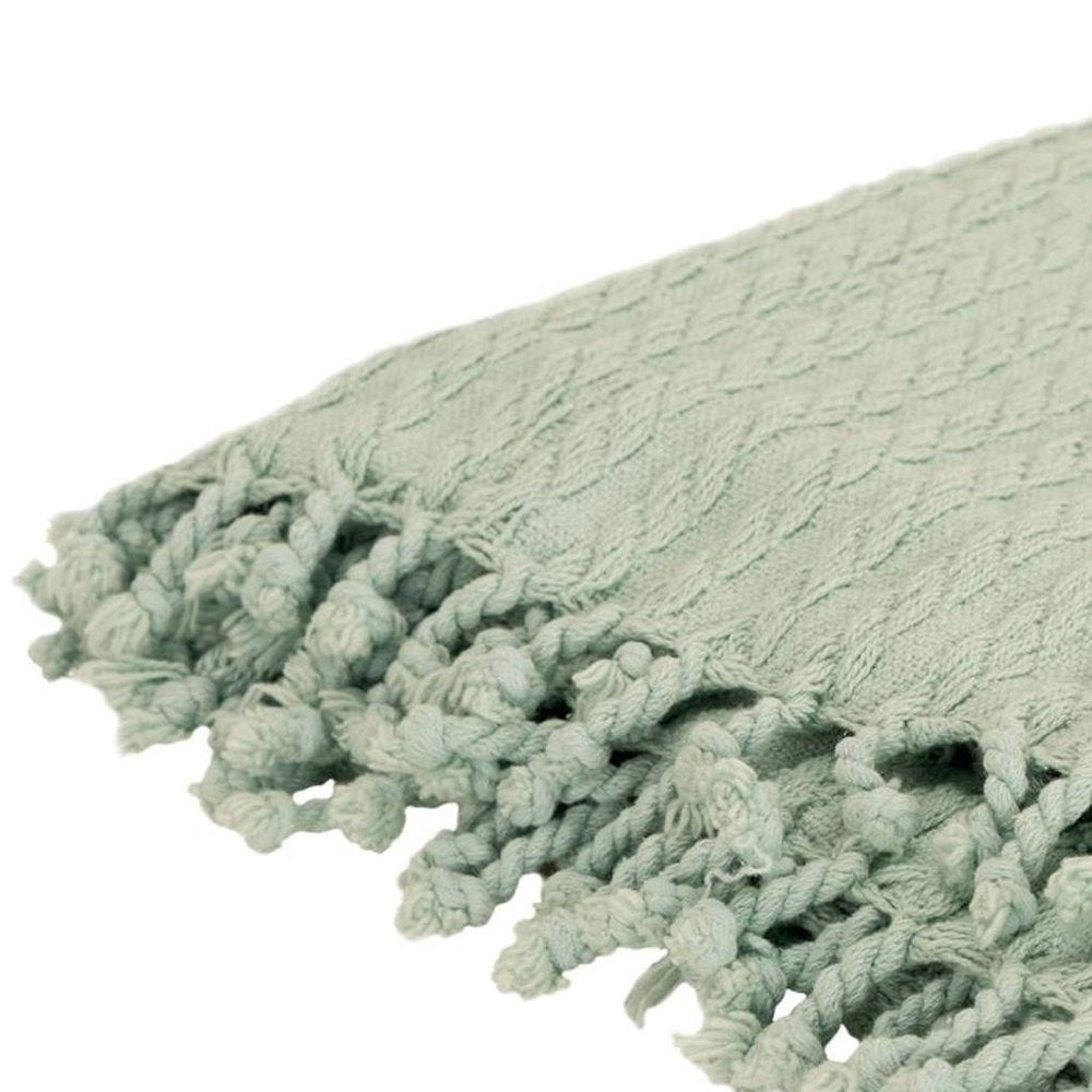 Aqua Knitted 100% Cotton Throw Blanket