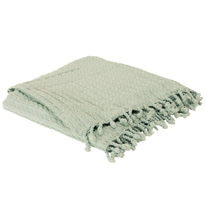 Aqua Knitted 100% Cotton Throw Blanket