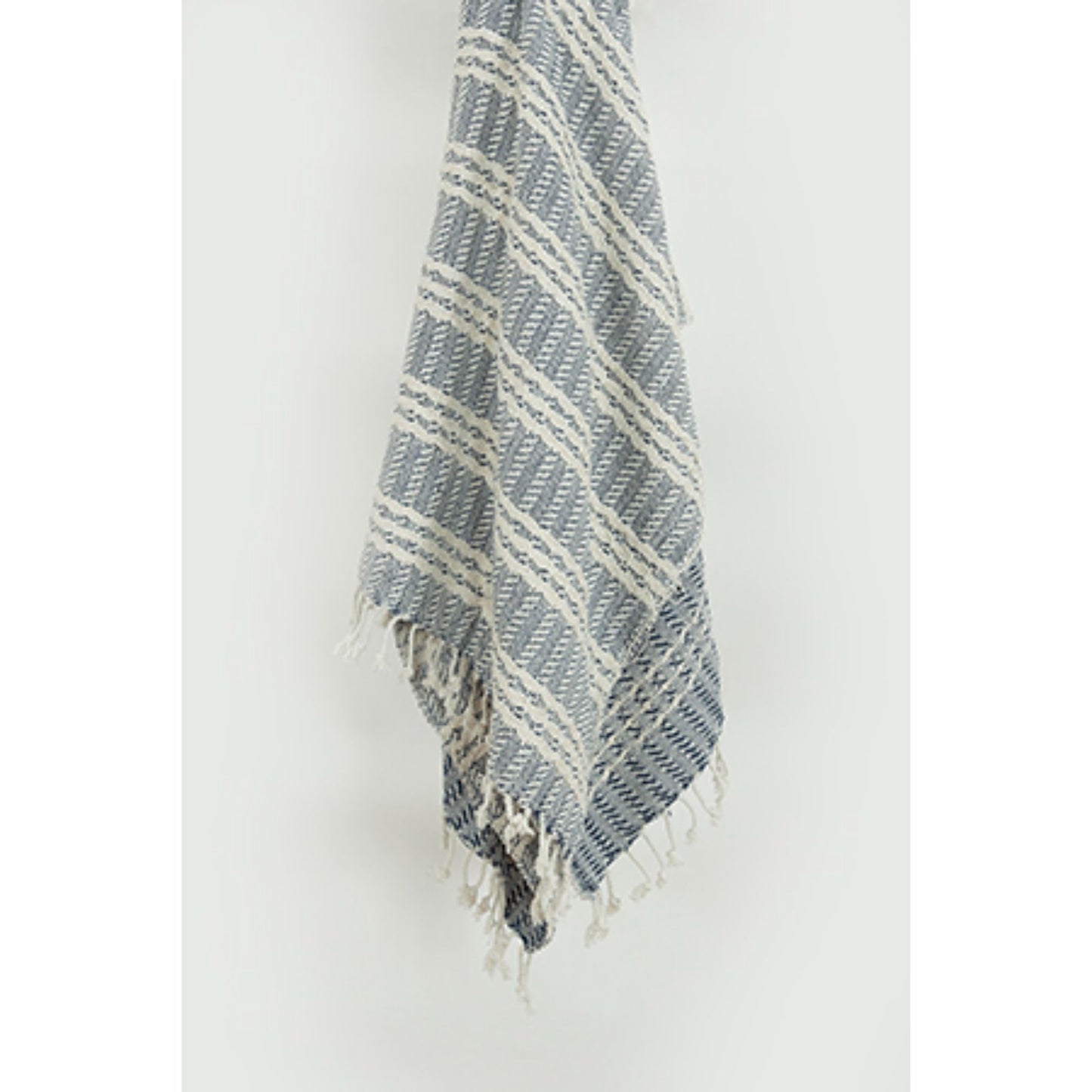 Blue Woven 100% Cotton Throw Blanket