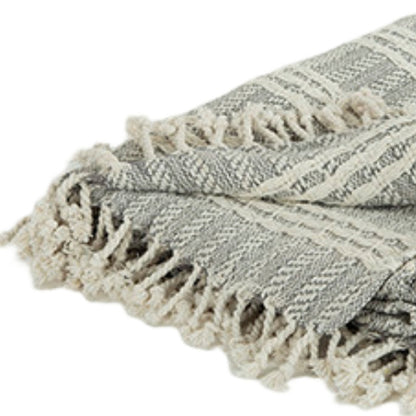 Charcoal Woven 100% Cotton Throw Blanket