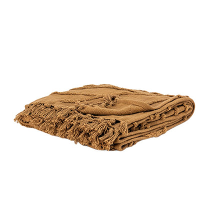 50" X 50" Camel Floral Cotton Woven Throw Blanket