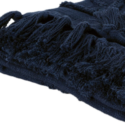 50" X 50" Blue Floral Cotton Woven Throw Blanket with Fringe