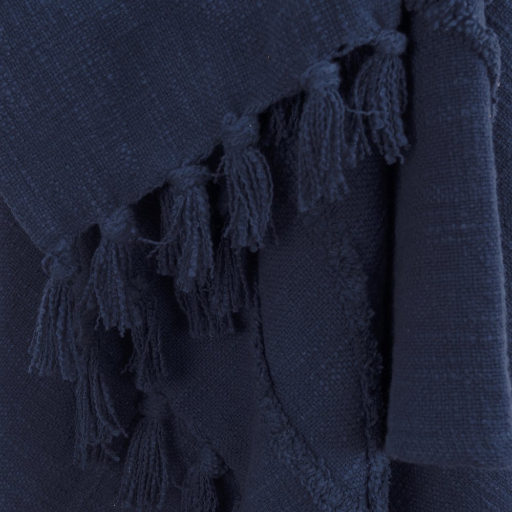 50" X 50" Blue Floral Cotton Woven Throw Blanket with Fringe