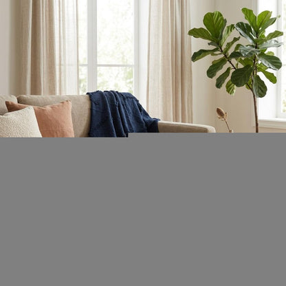 50" X 50" Blue Floral Cotton Woven Throw Blanket with Fringe