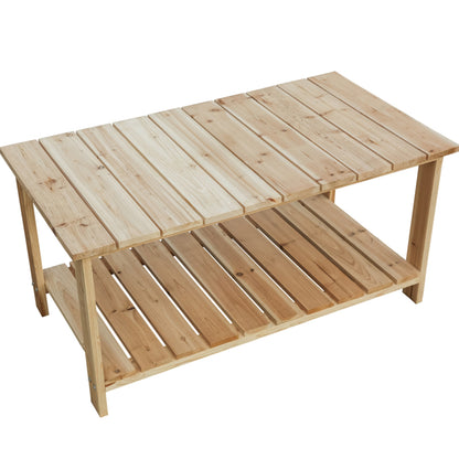 37" Natural Solid Wood Outdoor Coffee Table