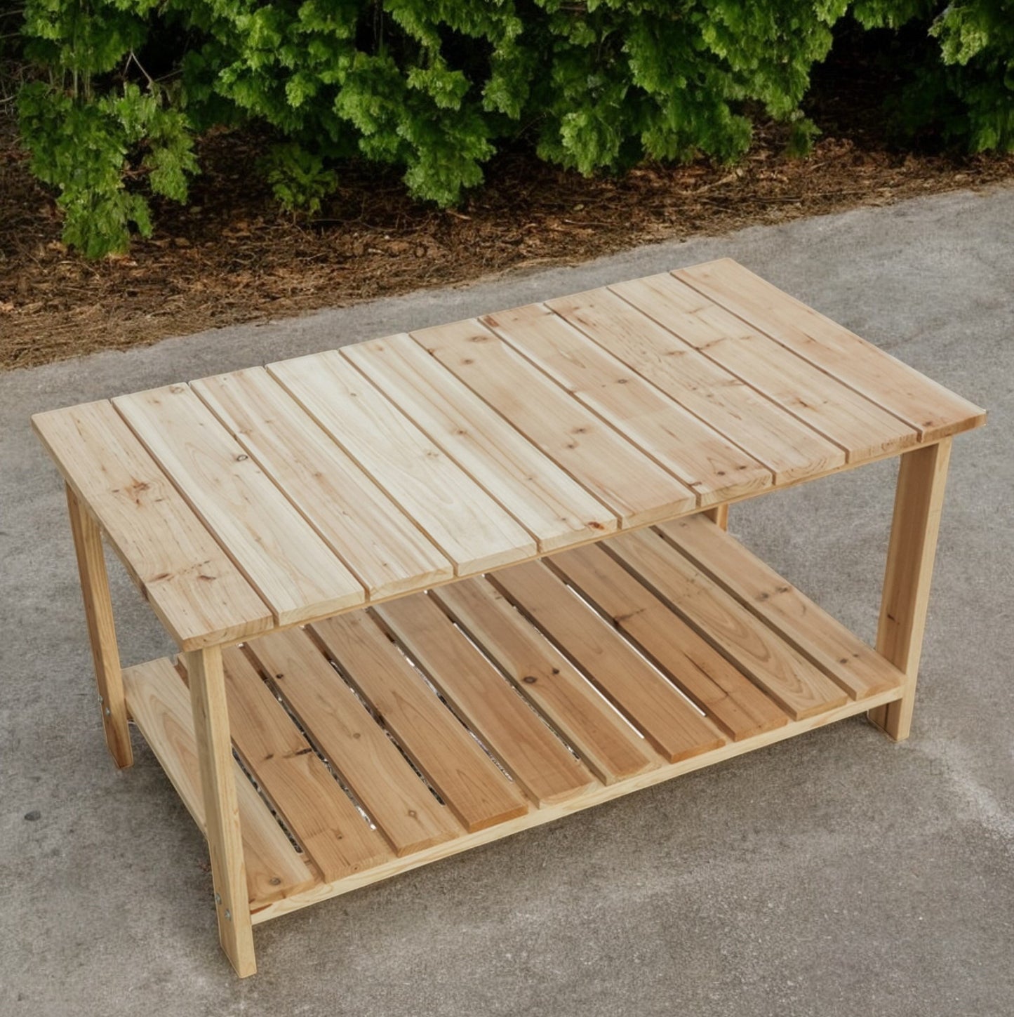 37" Natural Solid Wood Outdoor Coffee Table