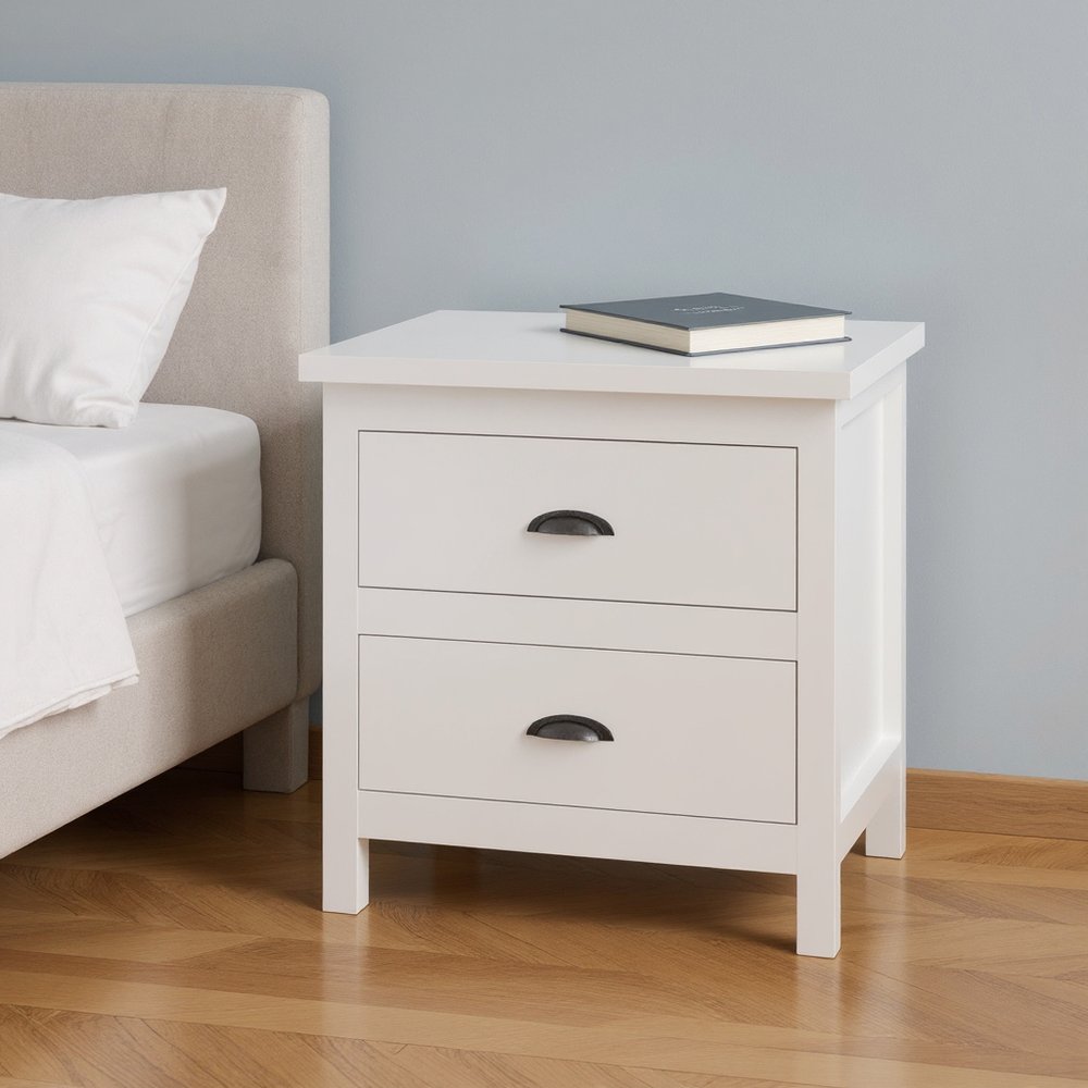 22" Solid Wood Two Drawer Nightstand