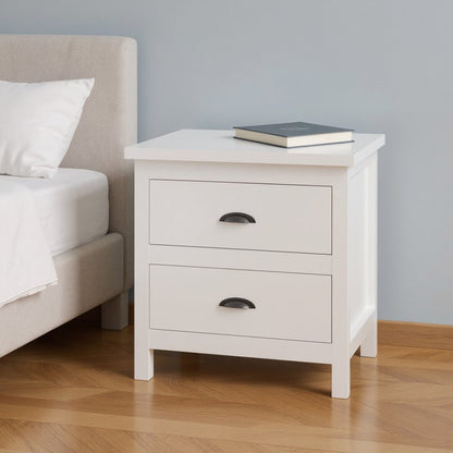 22" Solid Wood Two Drawer Nightstand