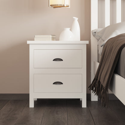 20" White Two Drawer Nightstand With Solid Wood Top