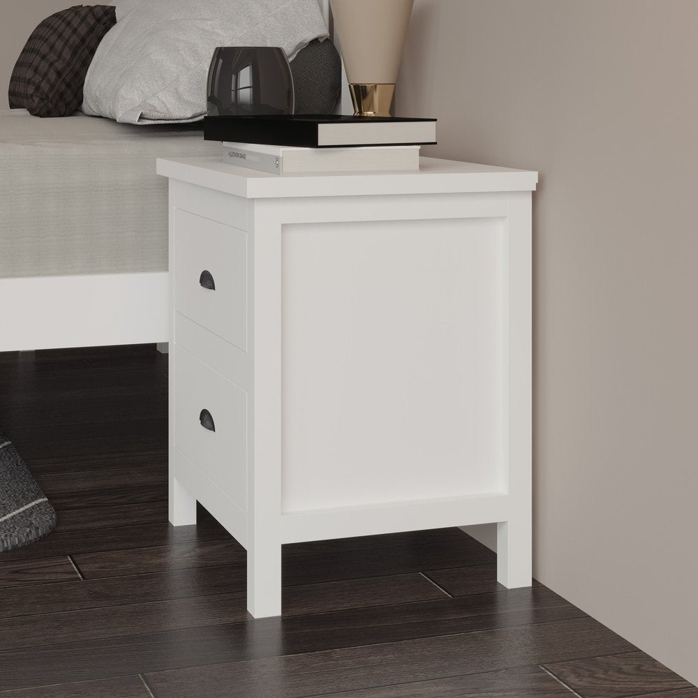 22" Solid Wood Two Drawer Nightstand