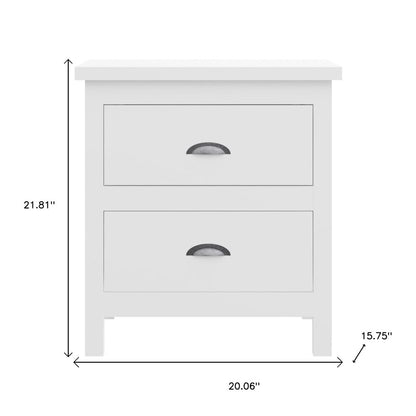 22" Solid Wood Two Drawer Nightstand