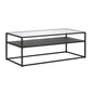 46" Black Glass And Steel Coffee Table With Shelf