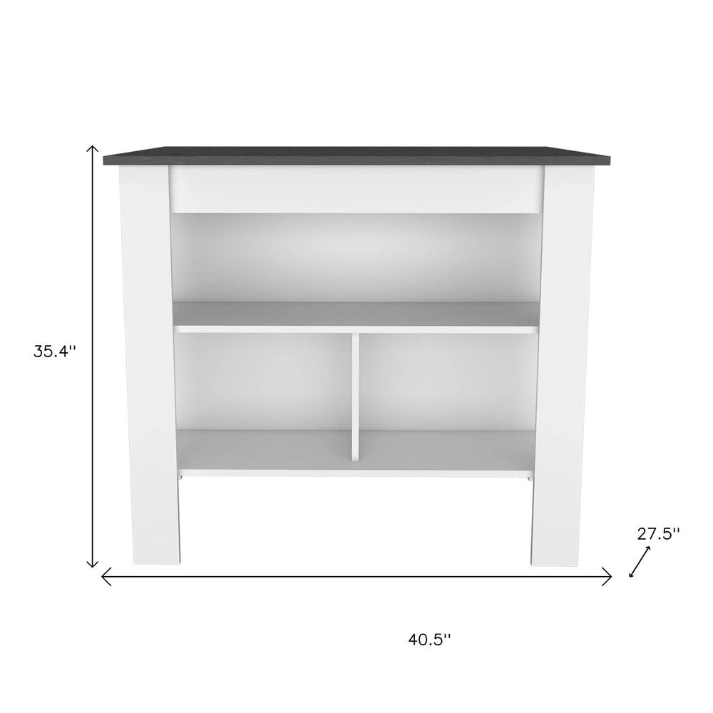 41" Dark Brown and White Wood Kitchen Island Set With Storage
