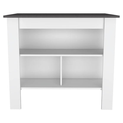 41" Dark Brown and White Wood Kitchen Island Set With Storage