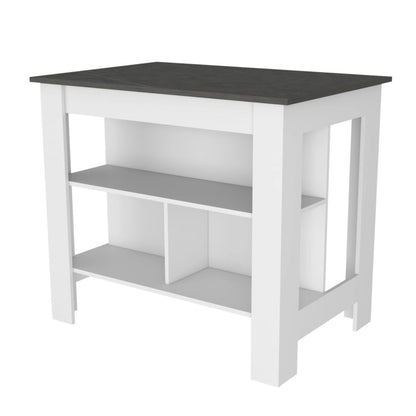 41" Gray and White Wood Kitchen Island Set With Storage