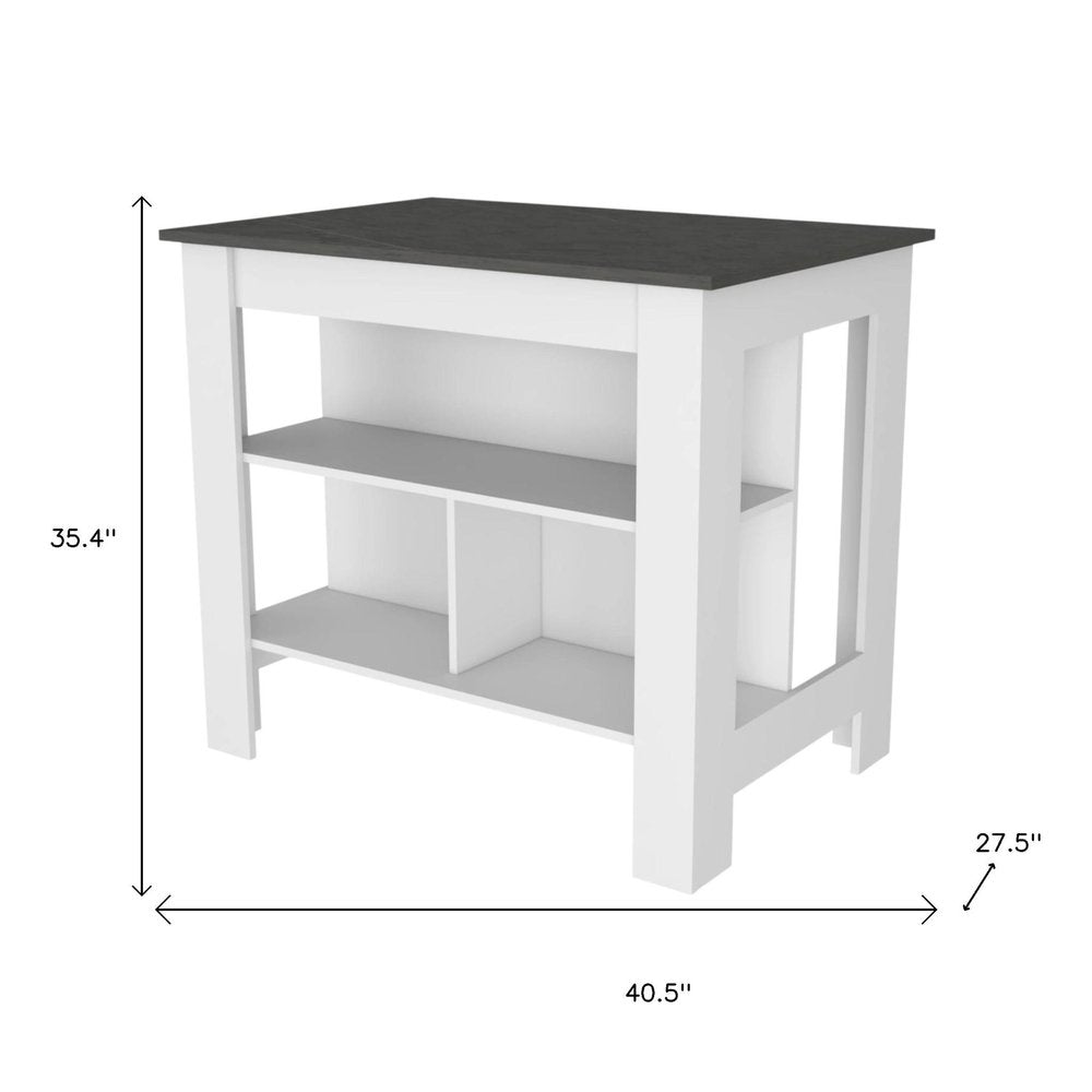 41" Gray and White Wood Kitchen Island Set With Storage