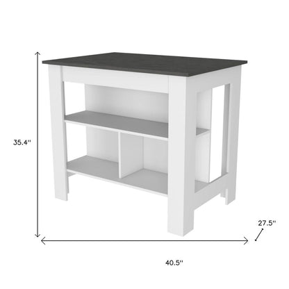 41" Gray and White Wood Kitchen Island Set With Storage