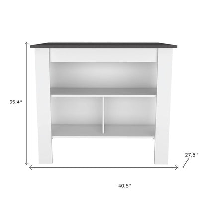 41" Dark Brown and White Wood Kitchen Island Set With Storage