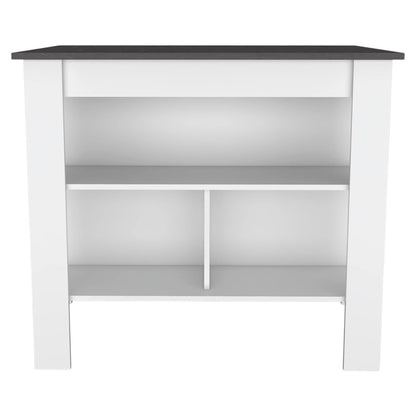 41" Dark Brown and White Wood Kitchen Island Set With Storage