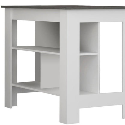 41" Dark Gray and White Wood Kitchen Island Set With Storage