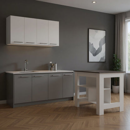 41" Dark Gray and White Wood Kitchen Island Set With Storage