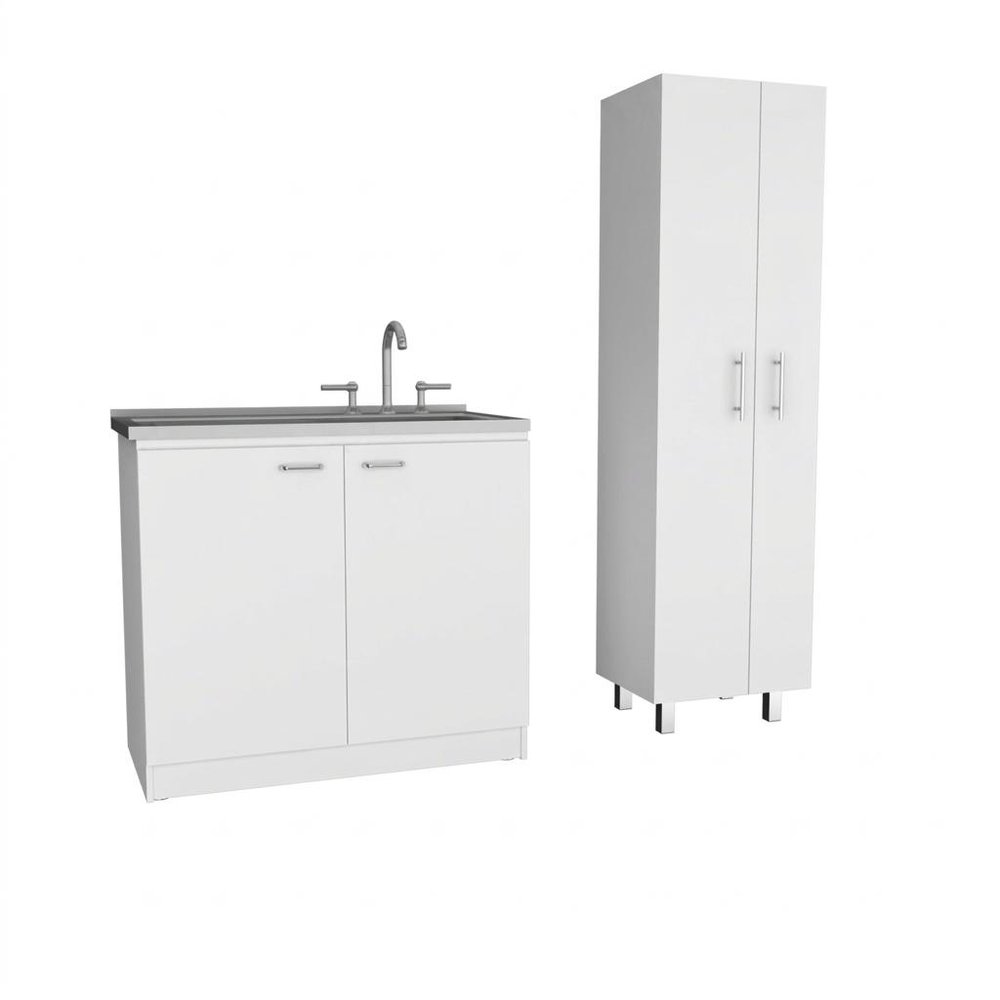 White 39" Kitchen Island Set