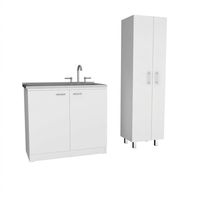White 39" Kitchen Island Set