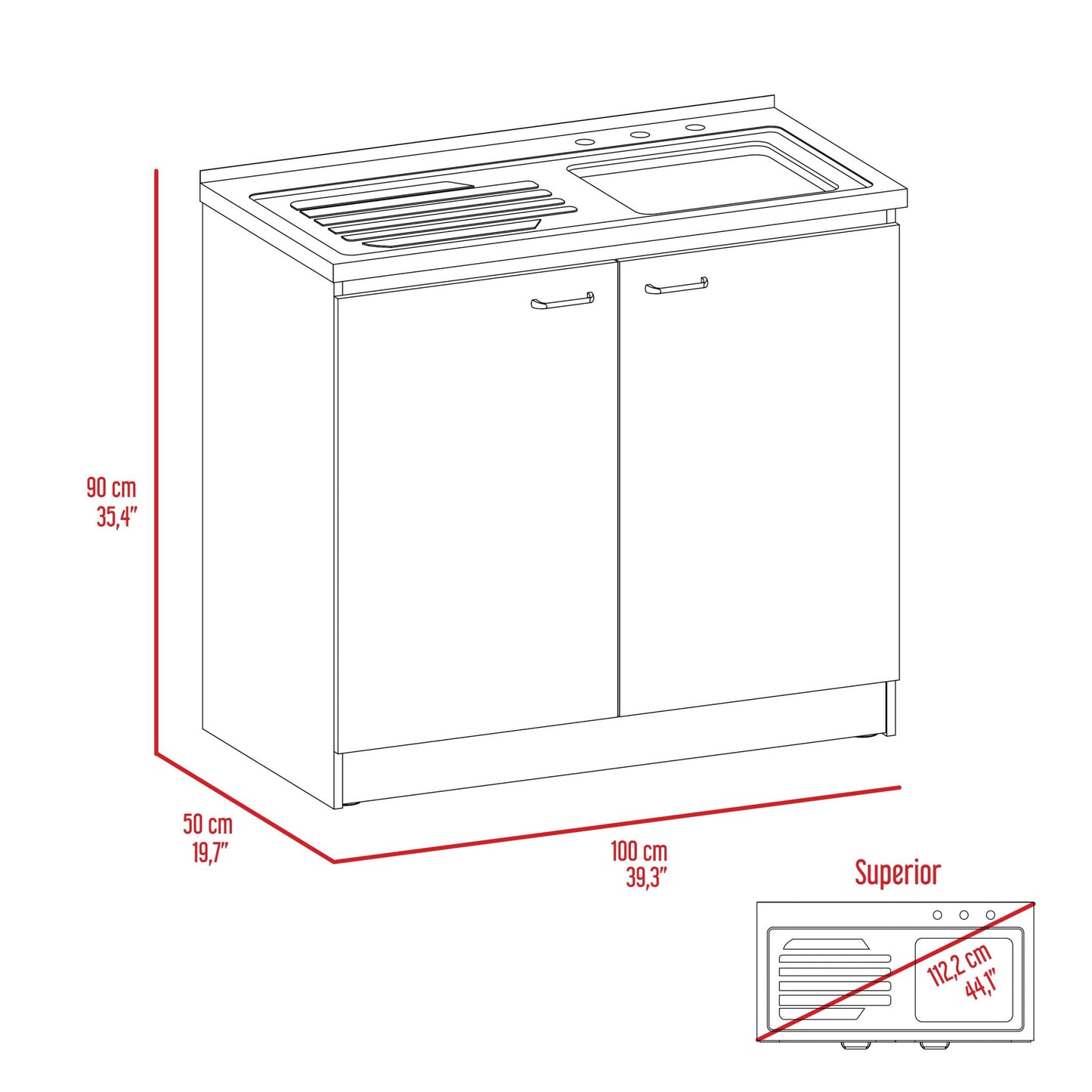 White 39" Kitchen Island Set