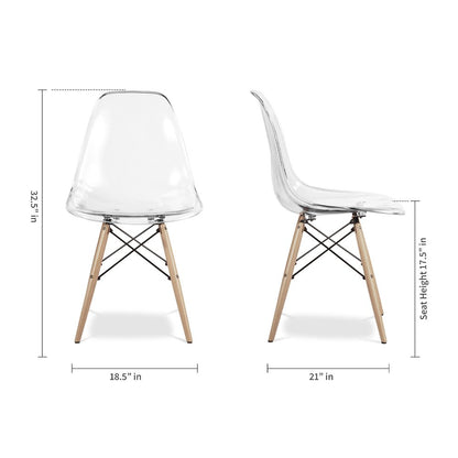 Clear And Natural Heavy Duty Plastic And Wood Dining Side Chair