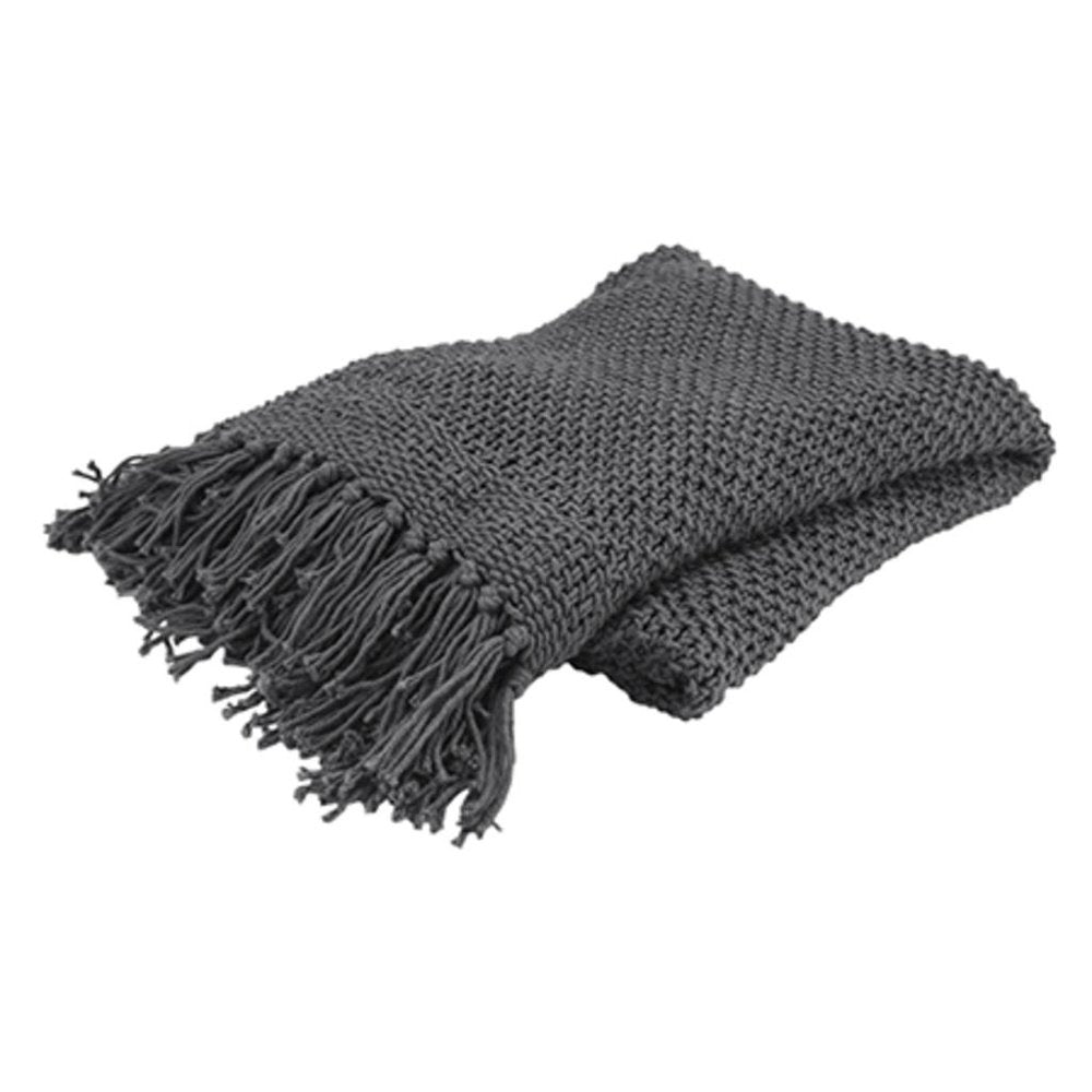 50" X 60" Gray Cotton Woven Throw Blanket