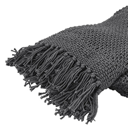 50" X 60" Gray Cotton Woven Throw Blanket