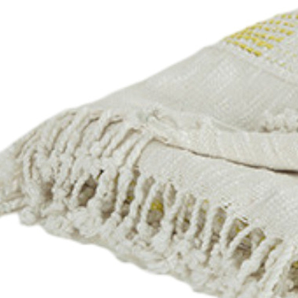 Yellow Woven Cotton Throw Blanket