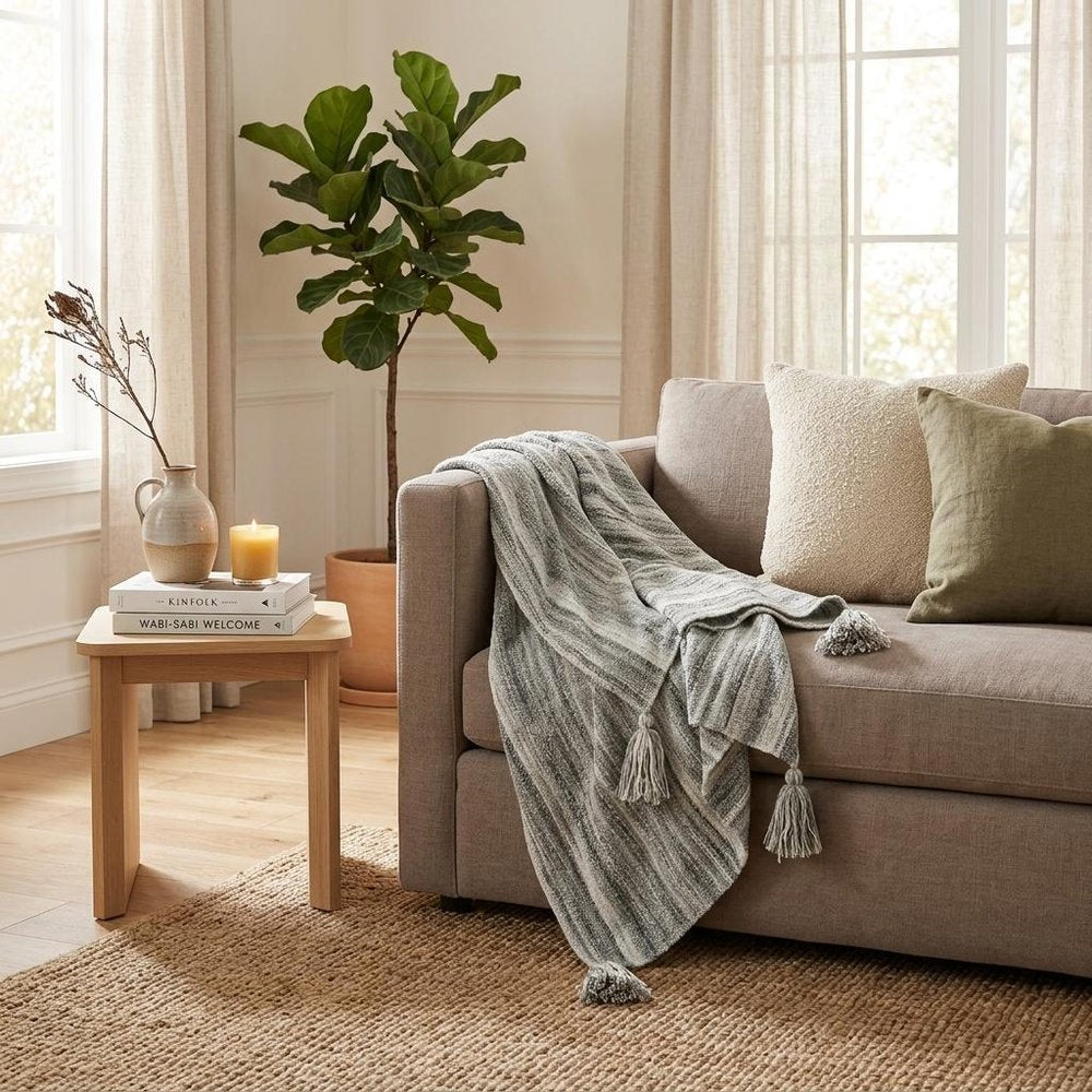 Gray Woven 100% Poly Pet Throw Blanket