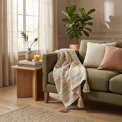 Beige Woven 100% Poly Pet Throw Blanket