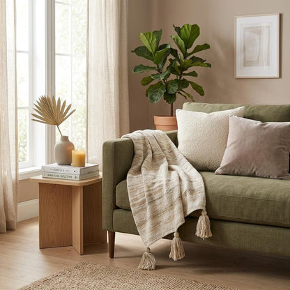 Beige Woven 100% Poly Pet Throw Blanket