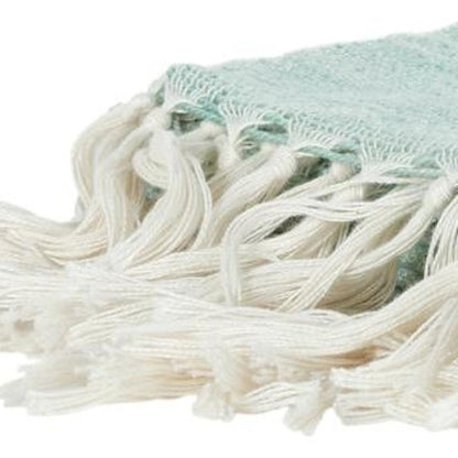 50" X 60" Aqua Woven Poly PET Abstract Stripe Throw Blanket with Tassels