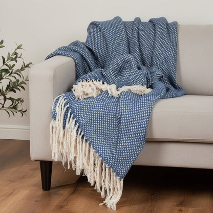 Blue Woven 100% Poly Pet Throw Blanket