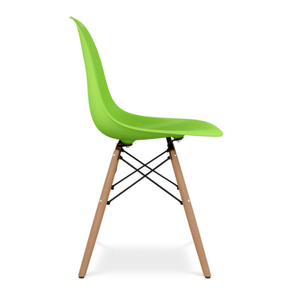 Green And Natural Heavy Duty Plastic And Wood Dining Side Chair