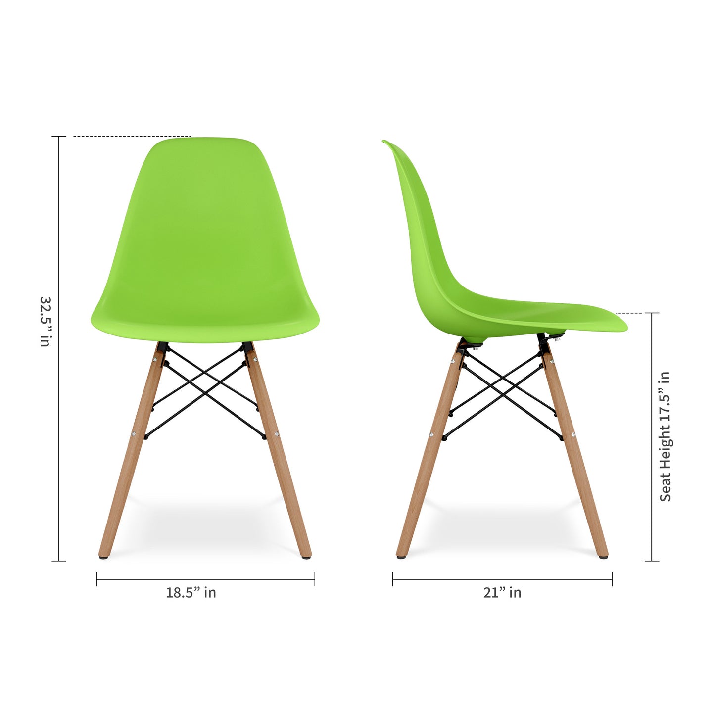 Green And Natural Heavy Duty Plastic And Wood Dining Side Chair