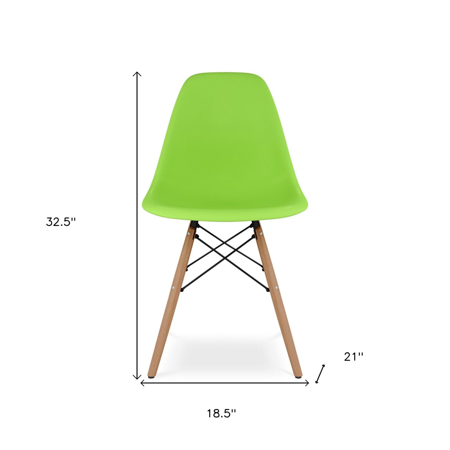 Green And Natural Heavy Duty Plastic And Wood Dining Side Chair