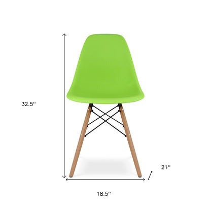 Green And Natural Heavy Duty Plastic And Wood Dining Side Chair