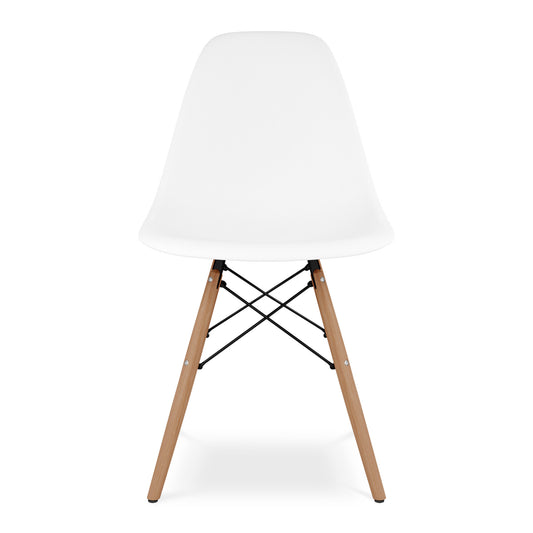 White And Natural Heavy Duty Plastic And Wood Dining Side Chair