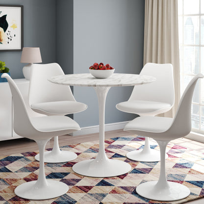 White Upholstered Faux Leather Dining Side Chair