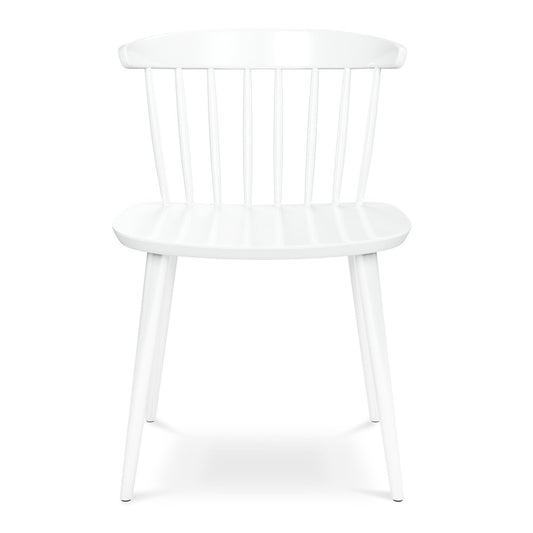 White Heavy Duty Plastic Slat Back Dining Side Chair