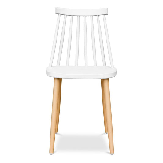 White And Natural Metal and Plastic Windsor Back Dining Side Chair