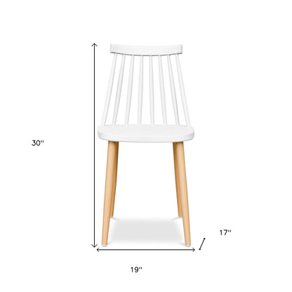 White And Natural Metal and Plastic Windsor Back Dining Side Chair